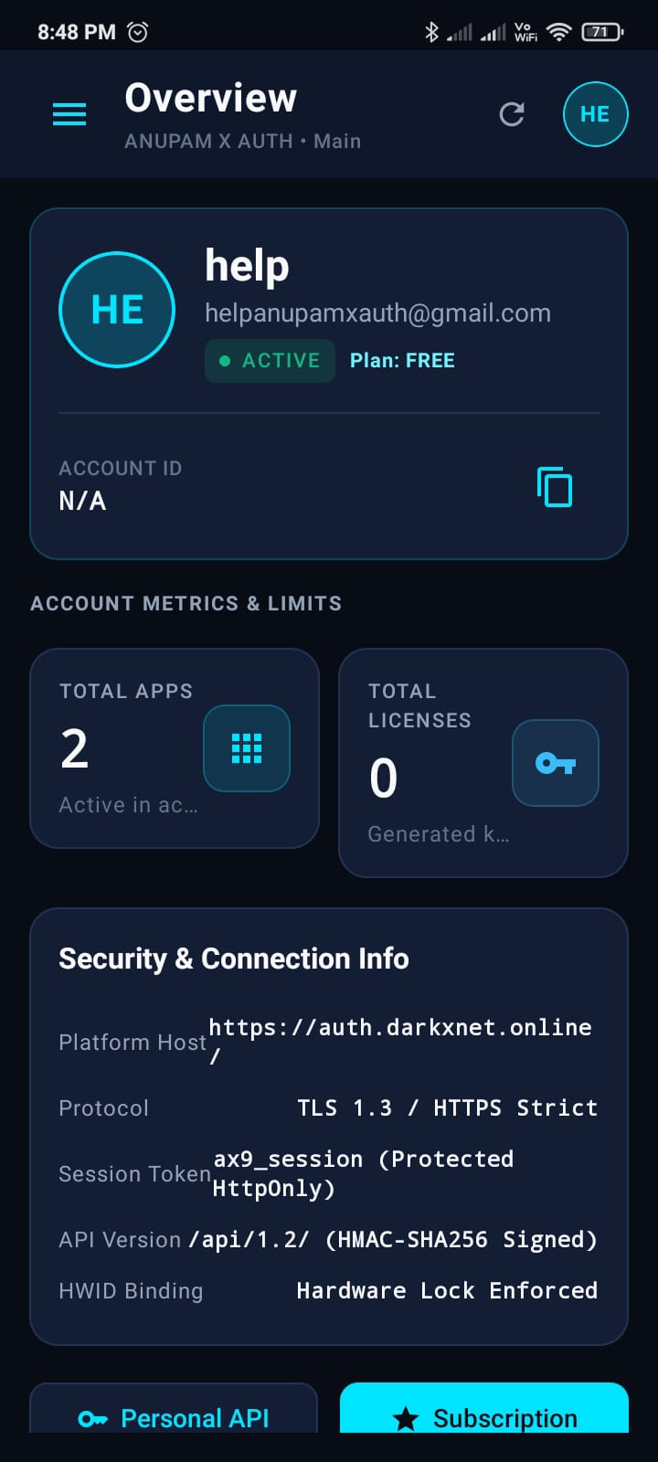 ANUPAM X AUTH Android — Users